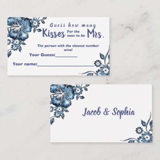 Placement Blue Combien de baisers pour Mme Shower carte de j (Devant / Derrière)