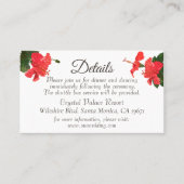 Placement Bright Red Hibiscus Détails du Mariage Carte de bo (Devant)