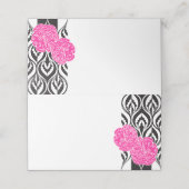 Placement Carnation rose luxueuse carte de place invités (Extérieur déplié)