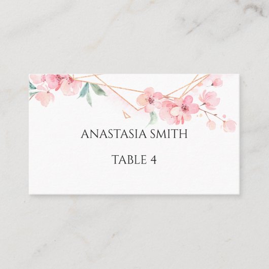 Placement Carte avec le nom et le numéro de la table. (Devant)