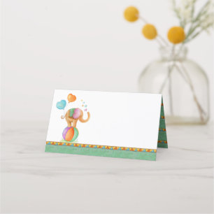 Placement Carte baby shower d'art de l'aquarelle éléphante