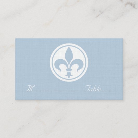 Placement Carte Chic Fleur De Lis, Bleu (Devant)
