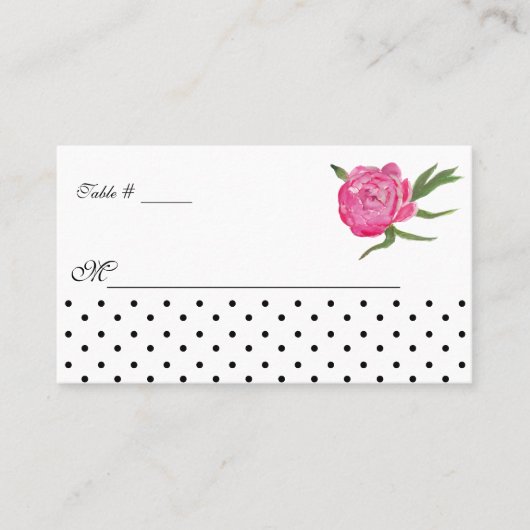 Placement Carte d'accompagnement de mariage aux pivoines et  (Devant)