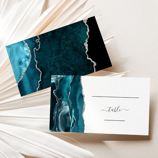 Placement Carte d'accompagnement de mariage chic bleu sarcel