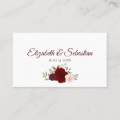 Placement Carte d'accompagnement de mariage Roses Rouges & R (Dos)