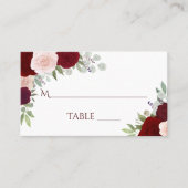 Placement Carte d'accompagnement de mariage Roses Rouges & R (Devant)