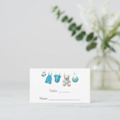 Placement Carte de Baby shower moderne Cute Blue Boy (Debout devant)