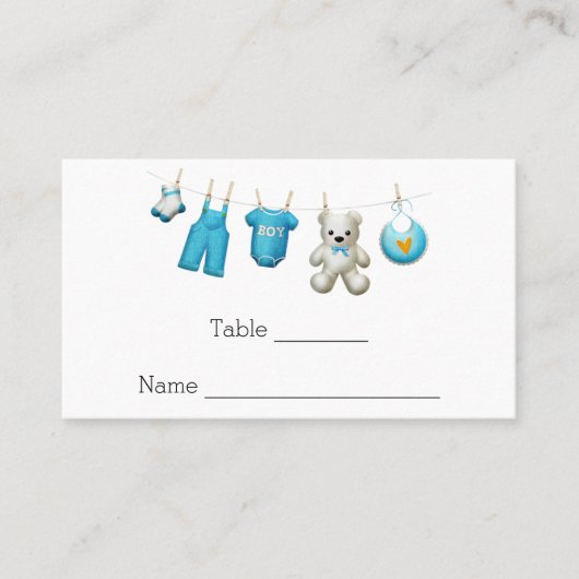 Placement Carte de Baby shower moderne Cute Blue Boy (Devant)