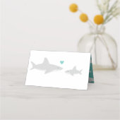 Placement Carte de Baby shower vert Coeur Requin mignon (Dos)