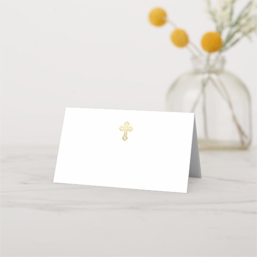 Placement Carte de baptême à croix dorée chrétienne religieu (Devant)
