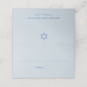 Placement Carte de Bat mitzvah moderne Floral bleu (Extérieur déplié)