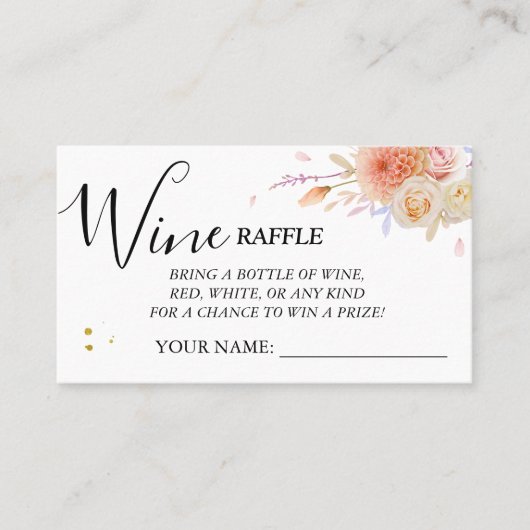 Placement Carte de billet Fête des mariées Floral Wine raffi (Devant)
