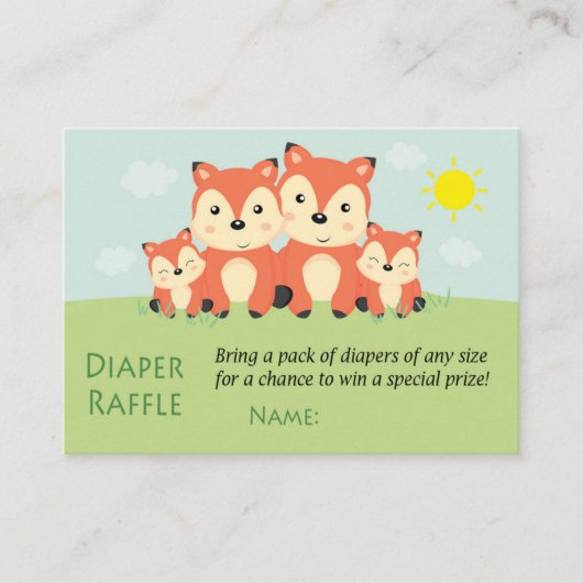 Placement Carte de bingo Fox baby shower (Devant)