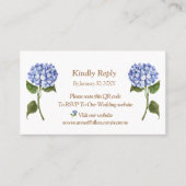 Placement Carte de boîtier RSVP Elegant Blue Hydrangea QR Co (Devant)