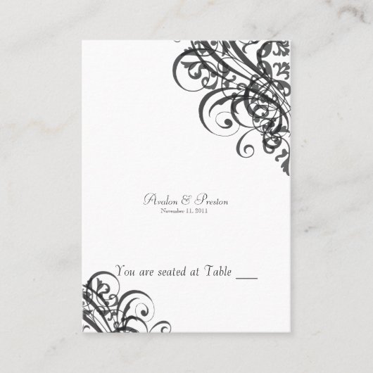 Placement Carte de défilement Baroque Noir & Blanc (Devant)