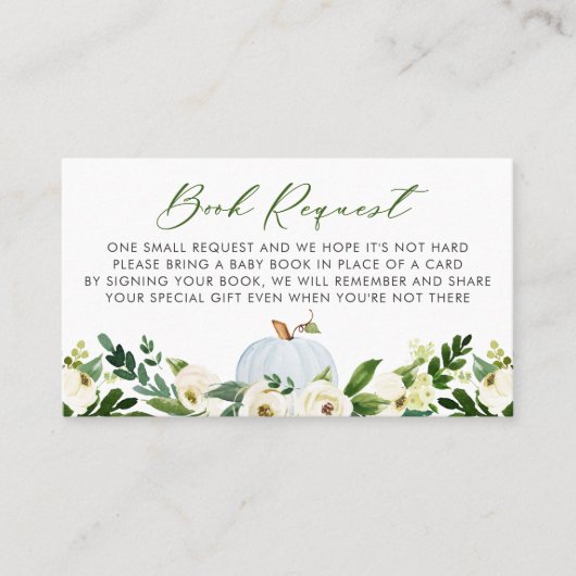 Placement Carte de demande de Baby shower Citrouille bleu (Devant)