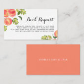 Placement Carte de demande de Baby shower de Peaches d'aquar (Devant / Derrière)