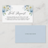 Placement Carte de demande de Baby shower Floral Bleu & Blan (Devant / Derrière)