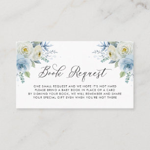 Placement Carte de demande de Baby shower Floral Bleu & Blan