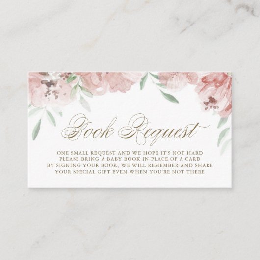Placement Carte de demande de Baby shower Floral Rose Mauve (Devant)