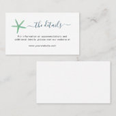 Placement Carte de détails de mariage de la plage de l'étoil (Devant / Derrière)