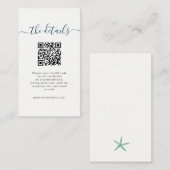 Placement Carte de détails de mariage sur la plage avec code (Devant / Derrière)