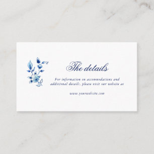 Placement Carte de détails mariage bleu et blanc