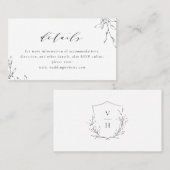Placement Carte de détails mariage botanique d'élégance simp (Devant / Derrière)