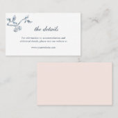 Placement Carte de détails mariage simple bleu et blanc (Devant / Derrière)