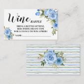 Placement Carte de Fête des mariées Bleu Fleurs Vin Raffle B (Devant / Derrière)