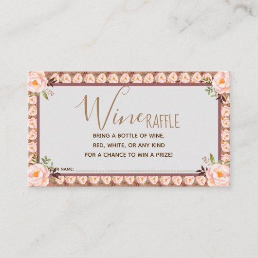 Placement Carte de Fête des mariées Mariage de vin rose Flor (Devant)