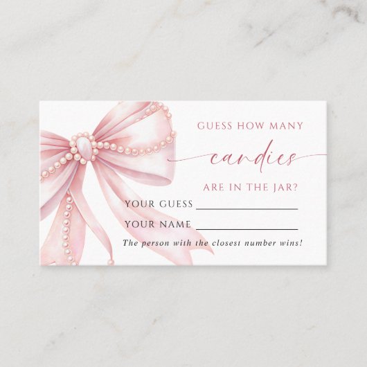 Placement Carte de jeu de douche Combien de bonbons Arc Rose (Devant)