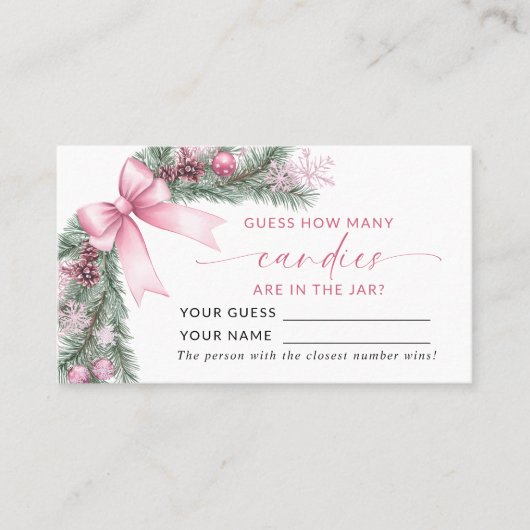 Placement Carte de jeu de Noël à ruban rose : combien de bon (Devant)