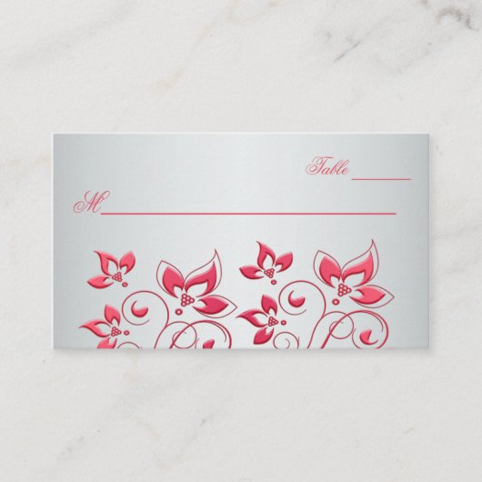 Placement Carte de la place florale rose et gris corail (Devant)