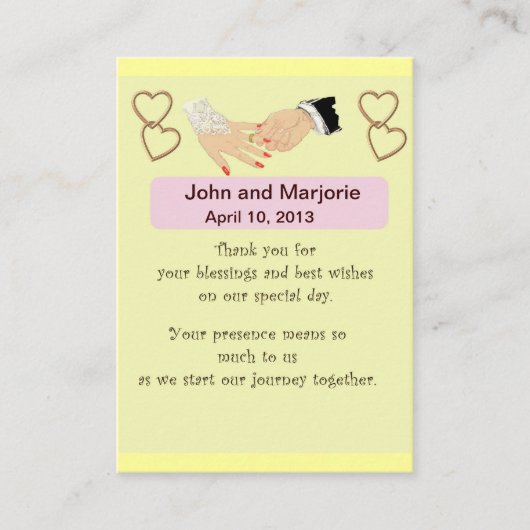 Placement Carte de la préférence/du lieu de mariage (Devant)