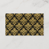 Placement Carte de la réception Black, Gold Damask (Dos)