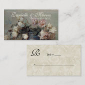 Placement Carte de la table - Crème impressionniste Roses ro (Devant / Derrière)