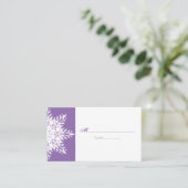 Placement Carte de lieu de mariage blanc violet d'hiver (Debout devant)