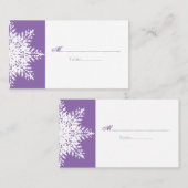 Placement Carte de lieu de mariage blanc violet d'hiver (Devant / Derrière)