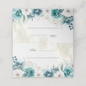 Placement Carte de lieu de mariage botanique sarcelle (Extérieur déplié)