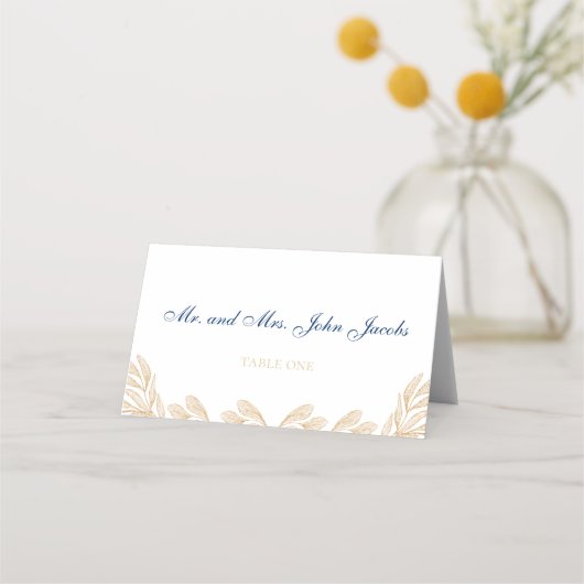 Placement Carte de lieu de mariage Gold Leaf (Devant)