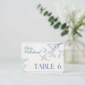 Placement Carte de lieu de mariage Oiseau & Botanique – Bleu (Debout devant)