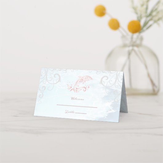 Placement Carte de lieu de réception Dolphin rose (Devant)