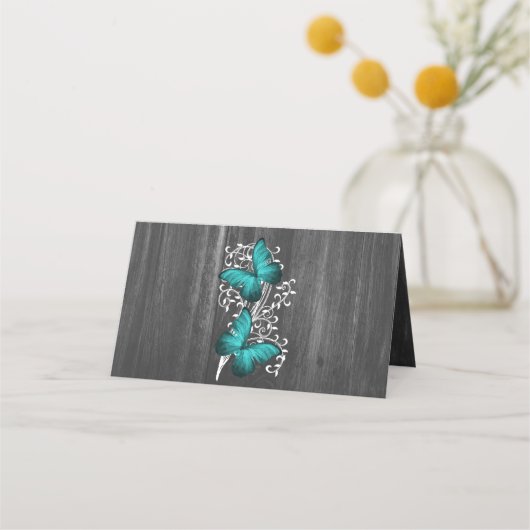 Placement Carte de lieu de réception turquoise Rustique Papi (Dos)