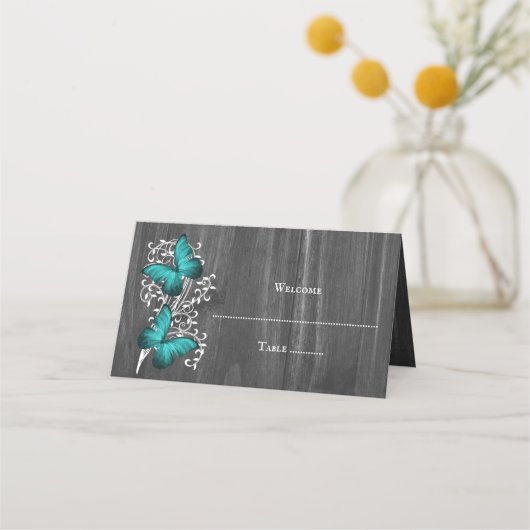 Placement Carte de lieu de réception turquoise Rustique Papi (Devant)
