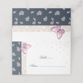 Placement Carte de lieu romantique Marine & papillons roses  (Extérieur déplié)