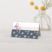 Placement Carte de lieu romantique Marine & papillons roses  (Dos)