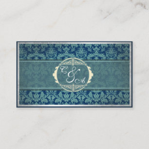 Placement Carte de lieu Vintage de la marine Mariage damassé