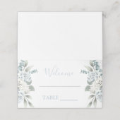 Placement Carte de mariage à fleurs bleu Dusty (Extérieur déplié)