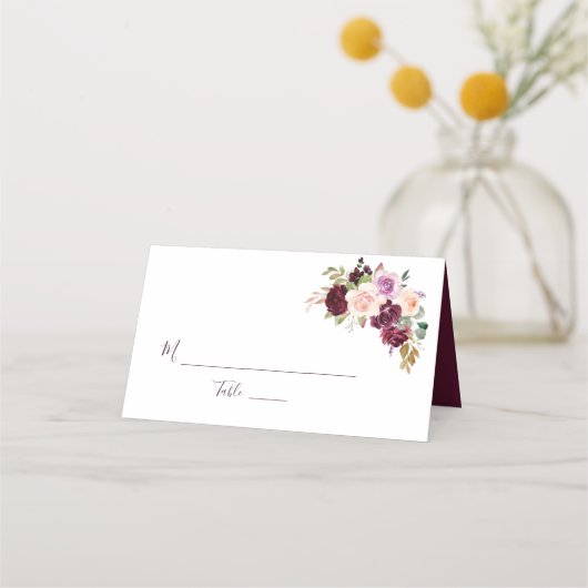 Placement carte de mariage à fleurs de prune peinte (Devant)
